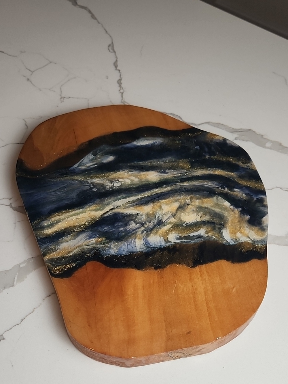 Blue Roots Cosmic Ocean 11.4" x 9" Resin and Wood Charcuterie Board